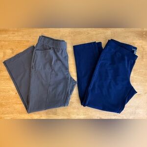 Eileen Fisher 2 Pair Cropped Pull On Pants Bundle Medium Navy & Taupe